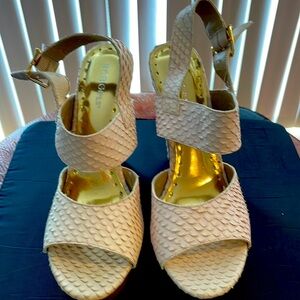 Cream platforms heels